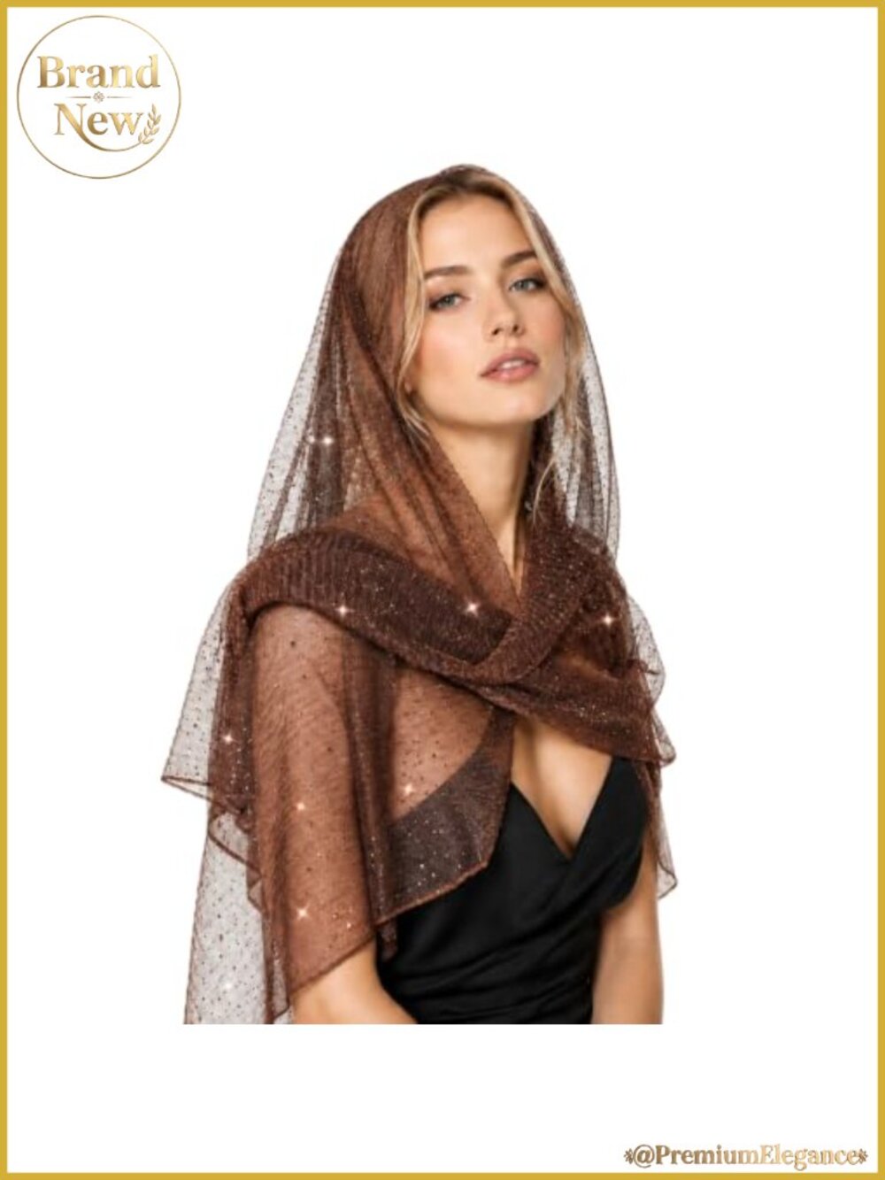 Sequin Head Scarf Shawl Breathable Polyester Women Accessory 31.5x70.9in